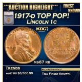 1917-d Lincoln Cent TOP POP! 1c ms67 rb SEGS
