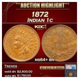 1872 Indian Cent 1c ms64+ bn SEGS