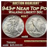 1943-p Walking Liberty Half Dollar Near Top Pop! 5