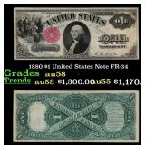 1880 $1 United States Note Grades Choice AU/BU Sli