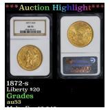 NGC 1872-s Gold Liberty Double Eagle $20 au53 NGC