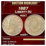 1887 Liberty Nickel 5c ms65+ SEGS