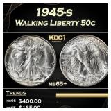 1945-s Walking Liberty Half Dollar 50c Grades GEM+
