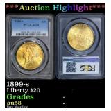 PCGS 1899-s Gold Liberty Double Eagle $20 au58 PCG