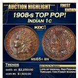 1908-s Indian Cent TOP POP! 1c ms65+ bn SEGS