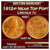1912-p Lincoln Cent Near Top Pop! 1c ms67 rd SEGS