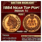 1884 Proof Indian Cent Near Top Pop! 1c pr66+ rd S