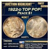 1922-d Peace Dollar TOP POP! $1 ms67+ SEGS