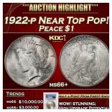 PCGS 1922-p Peace Dollar Near Top Pop! $1 ms66+ PC