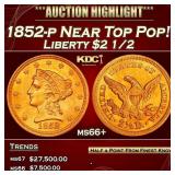 1852-p Gold Liberty Quarter Eagle Near Top Pop! $2