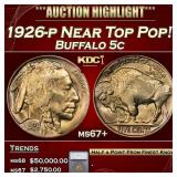1926-p Buffalo Nickel Near Top Pop! 5c ms67+ SEGS