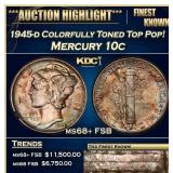 1945-d Mercury Dime Colorfully Toned Top Pop! 10c