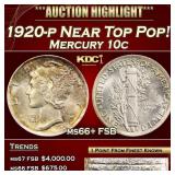 1920-p Mercury Dime Near Top Pop! 10c ms66+ FSB SE