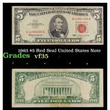 1963 $5 Red Seal United States Note Grades vf++