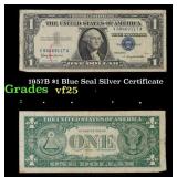 1957B $1 Blue Seal Silver Certificate Grades vf+