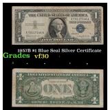 1957B $1 Blue Seal Silver Certificate Grades vf++