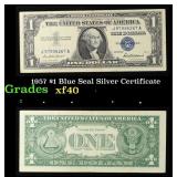 1957 $1 Blue Seal Silver Certificate Grades xf