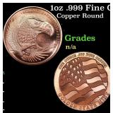 1oz .999 Fine Copper Bullion Round - Strength Free