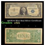 1957B $1 Blue Seal Silver Certificate Grades vf+