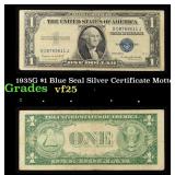 1935G $1 Blue Seal Silver Certificate Grades vf+ M