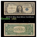 1957B $1 Blue Seal Silver Certificate Grades vf+