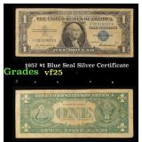 1957 $1 Blue Seal Silver Certificate Grades vf+
