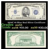 1934C $5 Blue Seal Silver Certificate Grades Choic