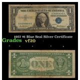 1957 $1 Blue Seal Silver Certificate Grades vf, ve