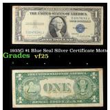 1935G $1 Blue Seal Silver Certificate Grades vf+ M