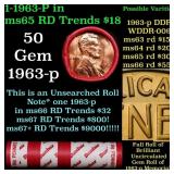 BU Shotgun Lincoln 1c roll, 1963-p 50 pcs Dunbar W