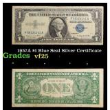 1957A $1 Blue Seal Silver Certificate Grades vf+