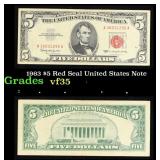 1963 $5 Red Seal United States Note Grades vf++