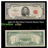 1963 $5 Red Seal United States Note Grades vf++