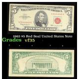 1963 $5 Red Seal United States Note Grades vf++