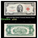 1953 $2 Red Seal United States Note Grades xf+