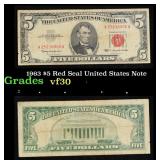 1963 $5 Red Seal United States Note Grades vf++