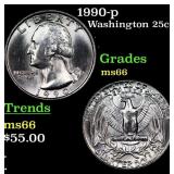 1990-p Washington Quarter 25c Grades GEM+ Unc