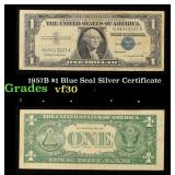 1957B $1 Blue Seal Silver Certificate Grades vf++