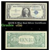 1957B $1 Blue Seal Silver Certificate Grades vf++