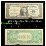 1957 $1 Blue Seal Silver Certificate Grades vf+