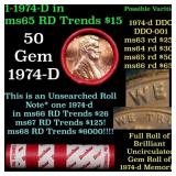 BU Shotgun Lincoln 1c roll, 1974-d 50 pcs Dunbar W