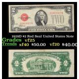 1928D $2 Red Seal United States Note Grades vf+
