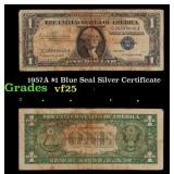 1957A $1 Blue Seal Silver Certificate Grades vf+