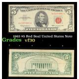 1963 $5 Red Seal United States Note Grades vf++