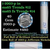 BU Shotgun Jefferson 5c roll, 2003-p 40 pcs Bank $