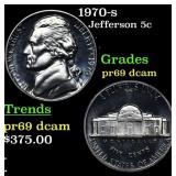 1970-s Proof Jefferson Nickel 5c Grades GEM++ Proo