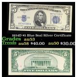 1934D $5 Blue Seal Silver Certificate Grades Selec