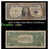 1957 $1 Blue Seal Silver Certificate Grades vf+