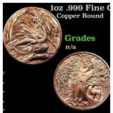1oz .999 Fine Copper Bullion Round - Dragon style