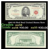 1963 $5 Red Seal United States Note Grades Choice